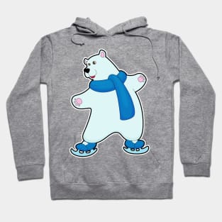 Polar bear at Ice skating with Scarf Hoodie